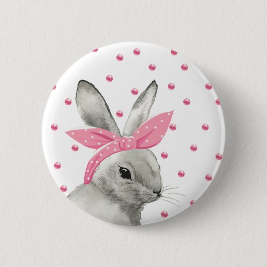 Cute Bunny Pink Bow-ontwerp Ronde Button 5,7 Cm (Voorkant)