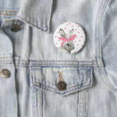 Cute Bunny Pink Bow-ontwerp Ronde Button 5,7 Cm (In situ)