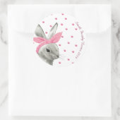 Cute Bunny Pink Bow-ontwerp Ronde Sticker (Tas)