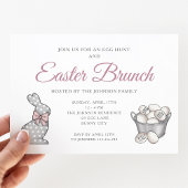 Cute Bunny Pink Easter Brunch Egg Hunt Kaart