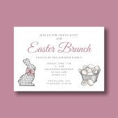 Cute Bunny Pink Easter Brunch Egg Hunt Kaart