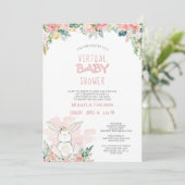 Cute Bunny Pink Floral Fairy Lights Baby shower (Staand voorkant)