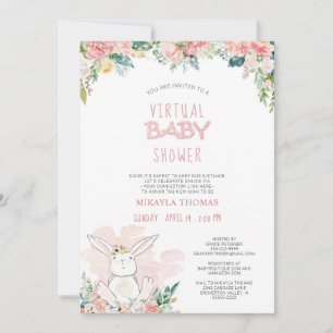 Cute Bunny Pink Floral Fairy Lights Baby shower