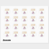 Cute Bunny Pink Floral Gold Glitter Happy Pasen Ronde Sticker (Vel)