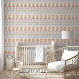 Cute Bunny pink fox castle editable pastel Behang