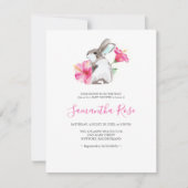 Cute Bunny Pink Girl Baby shower Kaart (Voorkant)