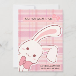 Cute Bunny Pink Greeting Feestdagenkaart