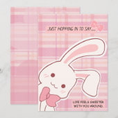 Cute Bunny Pink Greeting Feestdagenkaart (Voorkant / Achterkant)