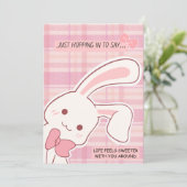 Cute Bunny Pink Greeting Feestdagenkaart (Staand voorkant)