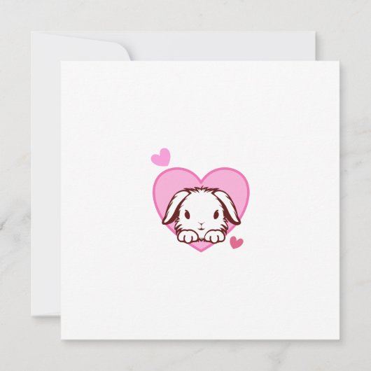 Cute Bunny Pink Heart Bedankkaart (Achterkant)