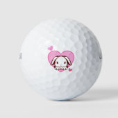 Cute Bunny Pink Heart Golfballen (Voorkant)