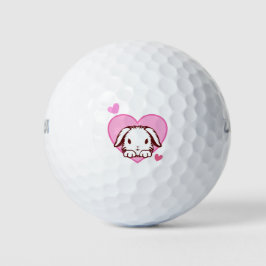 Cute Bunny Pink Heart Golfballen