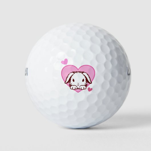 Cute Bunny Pink Heart Golfballen (Voorkant)