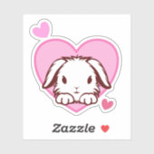 Cute Bunny Pink Heart Sticker (Vel)
