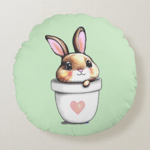 Cute Bunny Plant Pot on Light Lime Green Rond Kussen