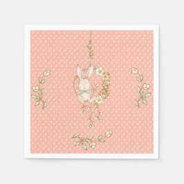 Cute Bunny Polka Dot Floral Baby shower Servet
