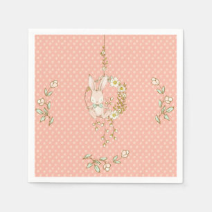 Cute Bunny Polka Dot Floral Baby shower Servet