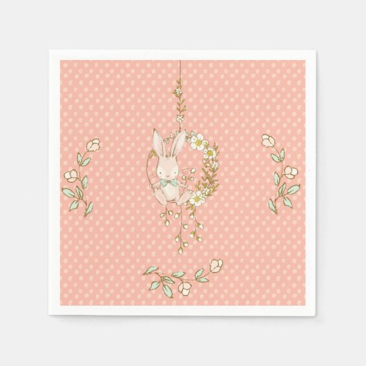 Cute Bunny Polka Dot Floral Baby shower Servet (Voorkant)