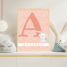 Cute Bunny & Polkadots Persoonlijke Meisjes Nurser