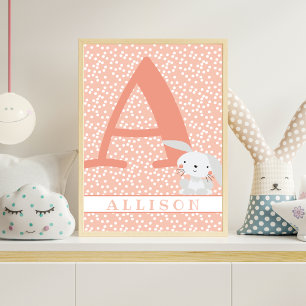 Cute Bunny & Polkadots Persoonlijke Meisjes Nurser Poster