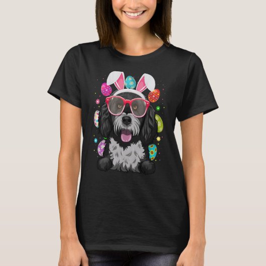 Cute Bunny Portuguese Water Dog Face Easter Eggs E T-shirt (Voorkant)