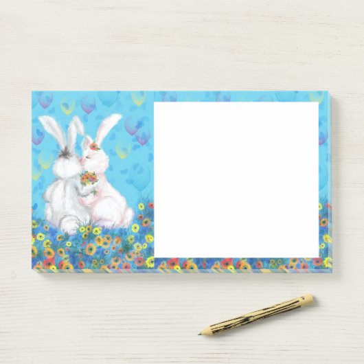 Cute Bunny Post-it® Notities Notes (Op bureau)