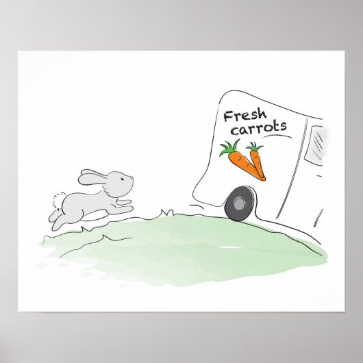 Cute Bunny poster (Rendend voor wortelen) (Voorkant)