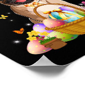 Cute Bunny Pug Dog met paasembeugel Happy E Poster (Hoek)