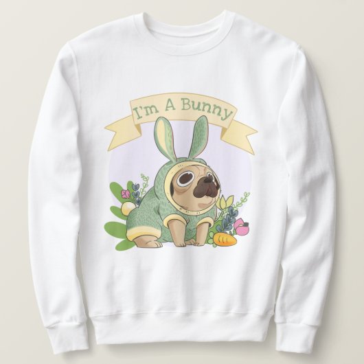 Cute Bunny Pug Sweatshirt (Design voorkant)