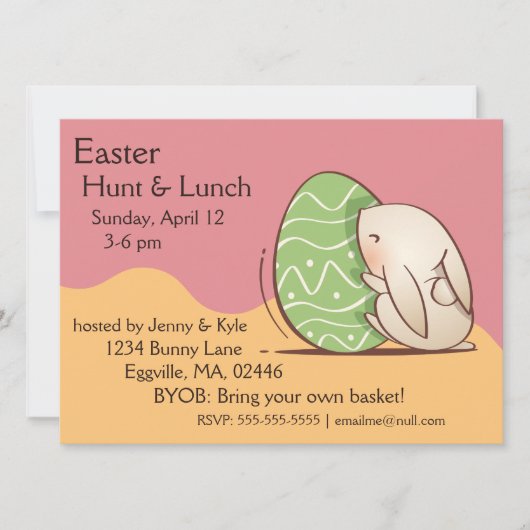 Cute Bunny push Green Easter Egg Kaart (Voorkant)