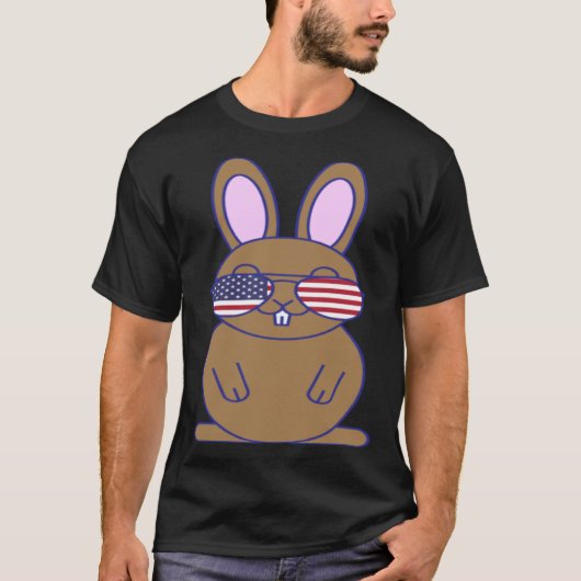 Cute Bunny Rabbit 4th of July Independence Day Men T-shirt (Voorkant)