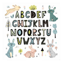 Cute Bunny Rabbit ABC Alphabet Letters Education