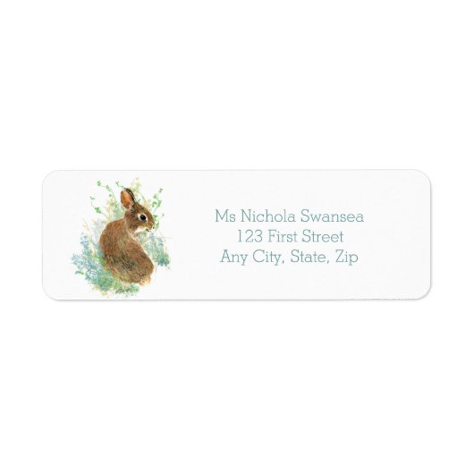 Cute Bunny Rabbit Animal Address Label (Voorkant)