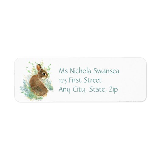 Cute Bunny Rabbit Animal Address Label (Voorkant)