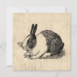 Cute Bunny Rabbit  Animal Art Illustratie Feestdagenkaart