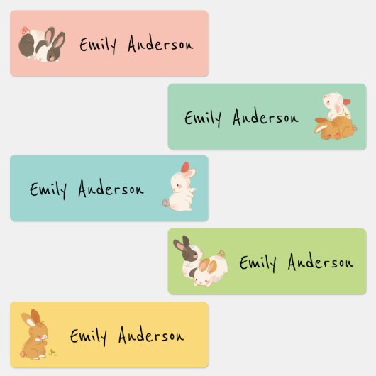 Cute Bunny Rabbit Animals School Daycare Labels (Groep)