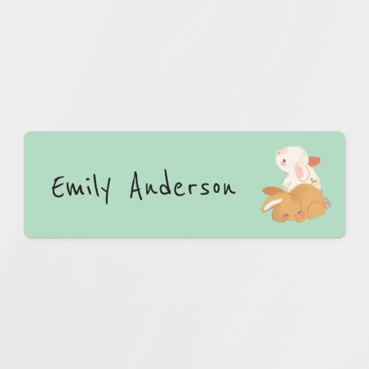 Cute Bunny Rabbit Animals School Daycare Labels (Design 2)