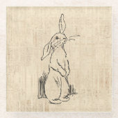  Cute Bunny Rabbit Art Script Background Glazen Onderzetter (Voorkant)