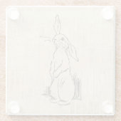  Cute Bunny Rabbit Art Script Background Glazen Onderzetter (Achterkant)
