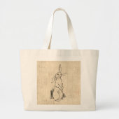 Cute Bunny Rabbit Art Script Background Grote Tote Bag (Voorkant)
