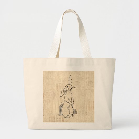 Cute Bunny Rabbit Art Script Background Grote Tote Bag (Voorkant)