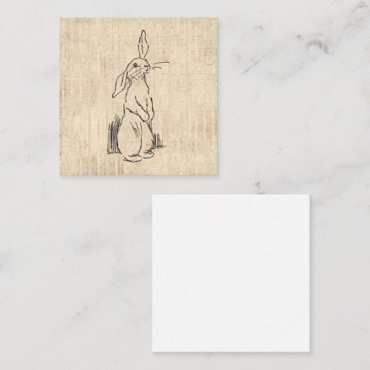 Cute Bunny Rabbit Art Script Background Informatiekaartje (Voorkant / Achterkant)
