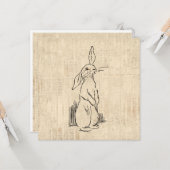  Cute Bunny Rabbit Art Script Background Kaart (Voorkant / Achterkant in situ)