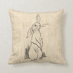 Cute Bunny Rabbit Art Script Background Kussen