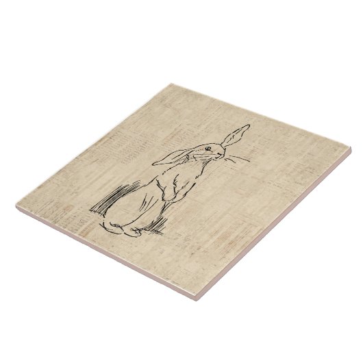 Cute Bunny Rabbit Art Script Background Tegeltje (Zijkant)