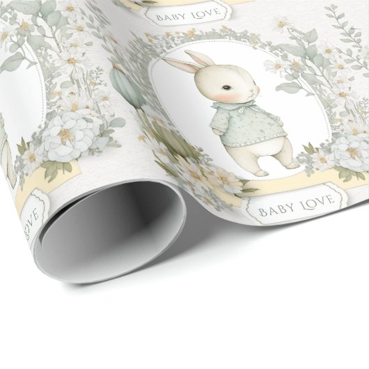 Cute Bunny Rabbit Baby Love Cadeaupapier (Rol Hoek)