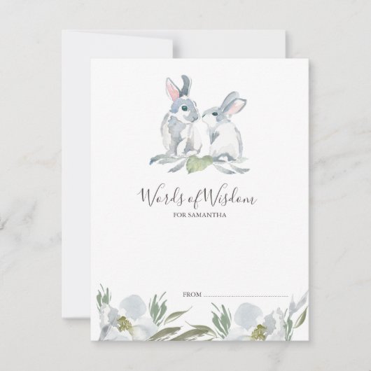Cute Bunny Rabbit Baby shower Advice Kards (Voorkant)