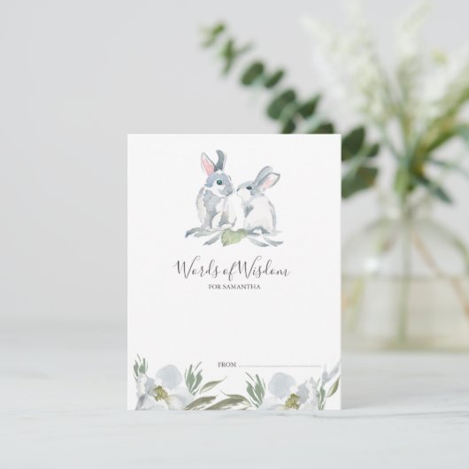 Cute Bunny Rabbit Baby shower Advice Kards (Staand voorkant)