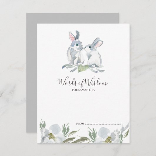 Cute Bunny Rabbit Baby shower Advice Kards (Voorkant / Achterkant)