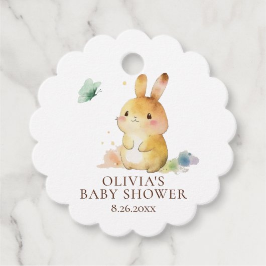 Cute Bunny Rabbit Baby shower Bedankjes Labels (Voorkant)